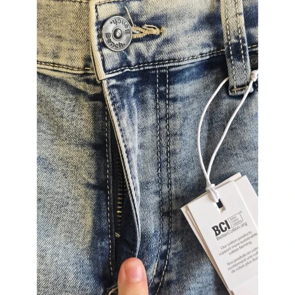 🆕️ NWT - Bench Mens Slim Fit Denim Shorts Blue Acid Wash Stretch Size 32 NWT - Picture 6 of 16